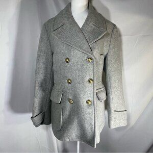 J. Crew Double Breasted Stadium Cloth by Nello Gori Pea Coat Light Gray Size 14